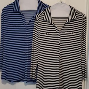 Two long sleeve striped blouses